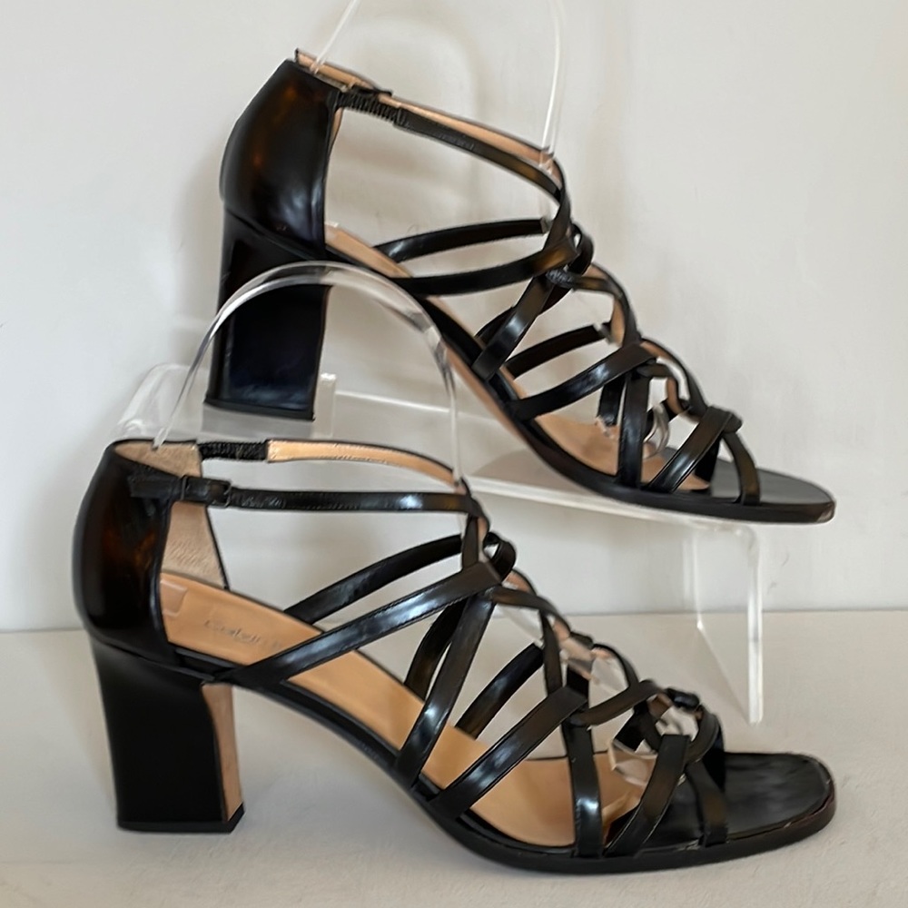CALVIN KLEIN - VINTAGE BLACK LEATHER STRAPPY HEELS
